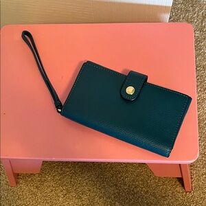 Coach Teal Wallet with Wrist Strap